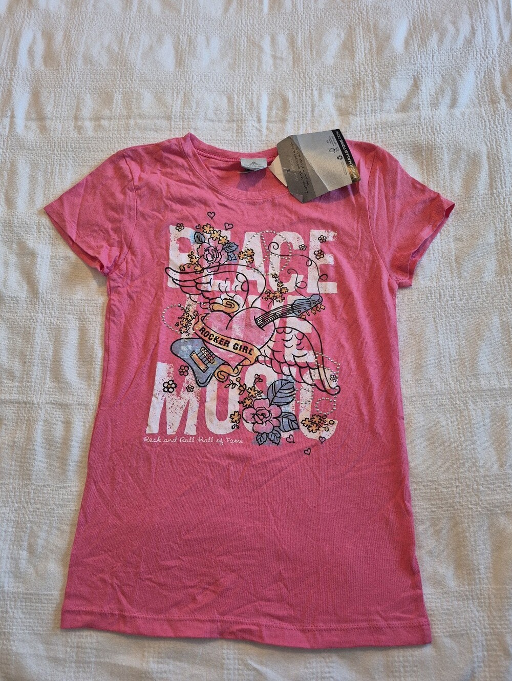 Y2K Rock and Roll Hall of Fame girls Large or 10/12 pink shirt sleeve shirt NWT